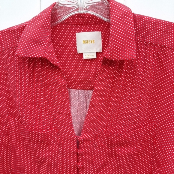 Maeve Anthropologie Red Polka Dot Top - Picture 2 of 6